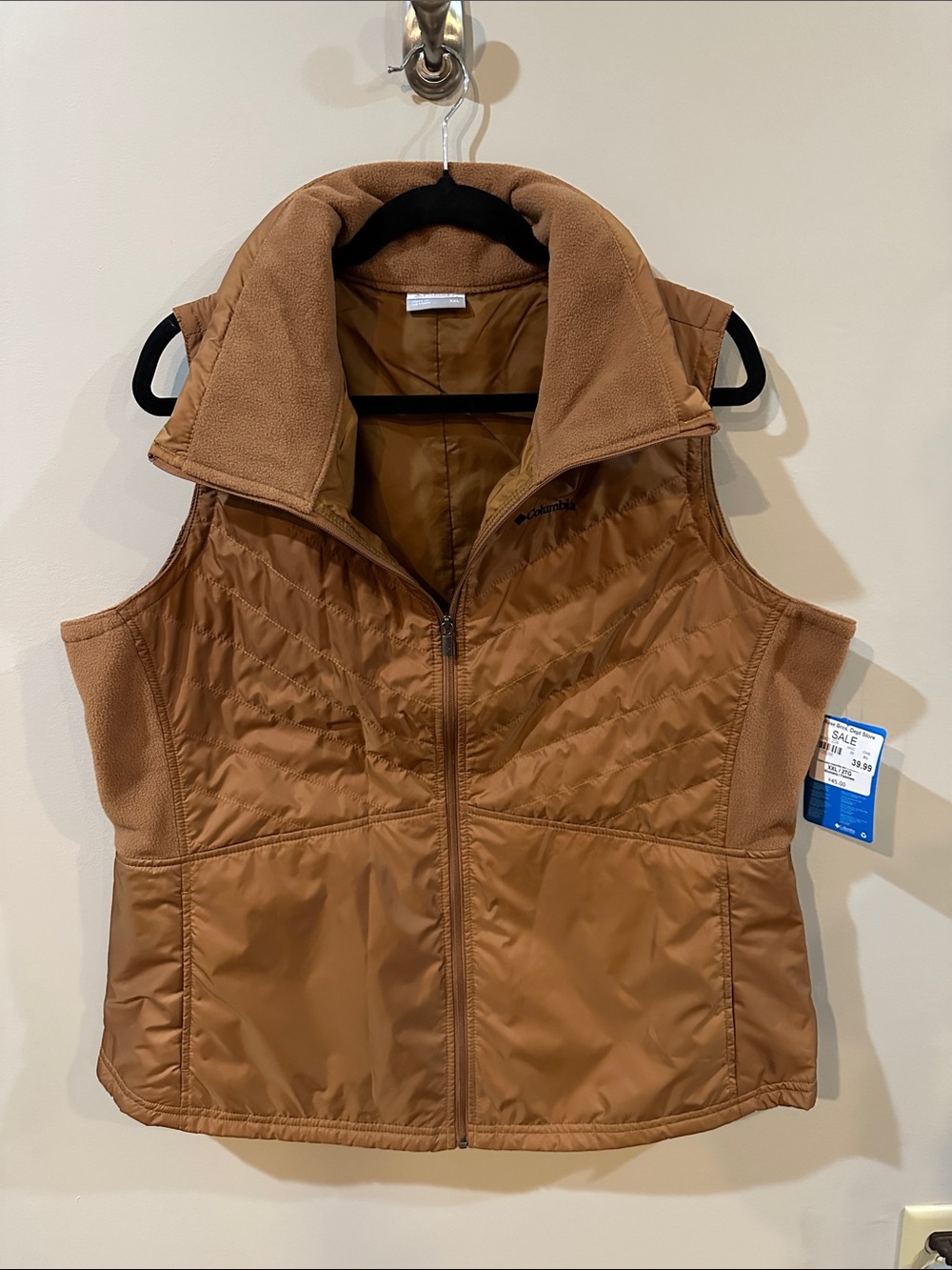 NWT Columbia Women's Quilted Fleece-Lined Vest - Brown/Camel, XXL